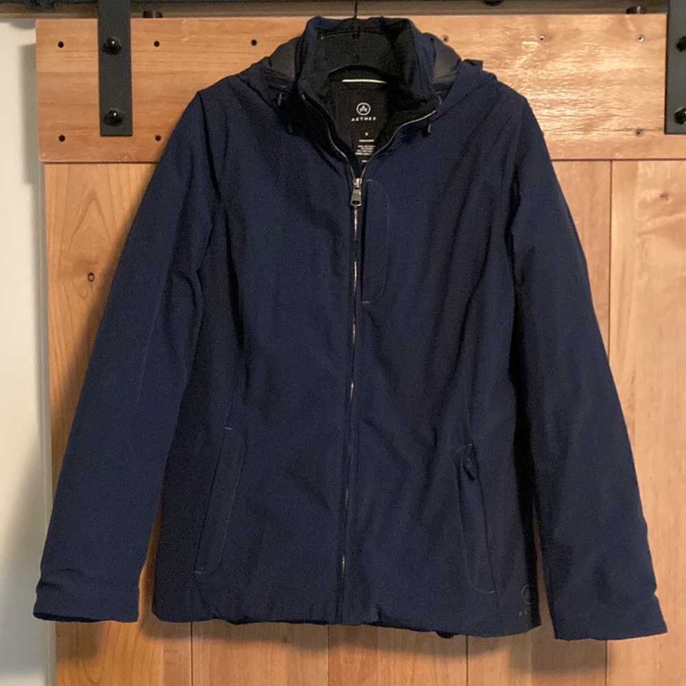Aether Insulated Hooded Navy Zip Up Winter Jacket